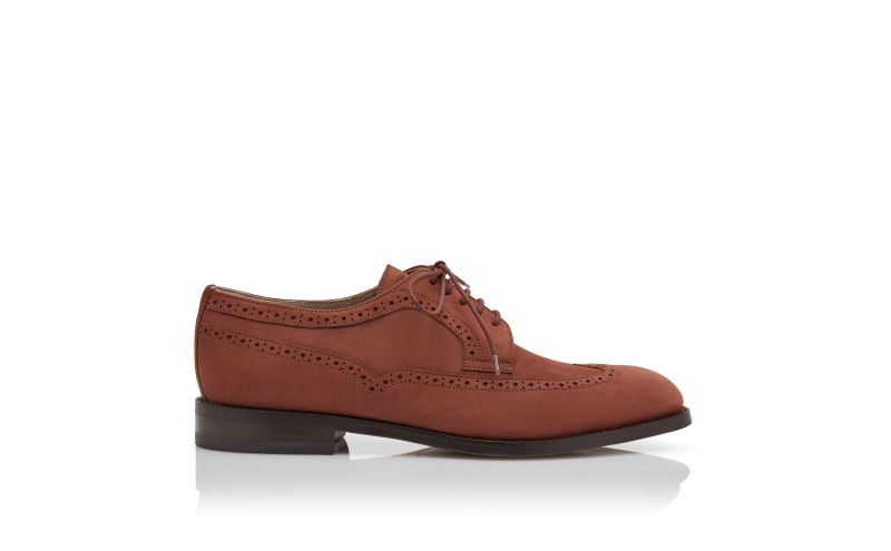 Side view of Tamarak, Brown Suede Lace-Up Oxfords - US$935.00